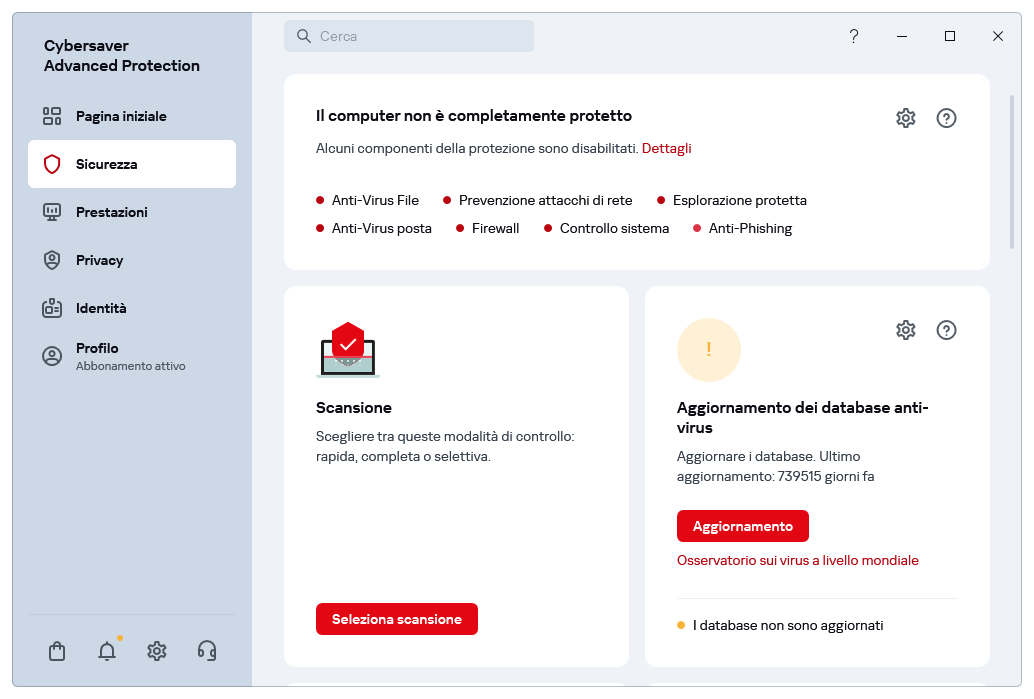 Aggiornamento dei database anti-virus