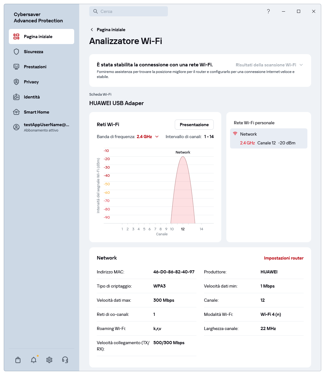 Finestra che mostra le reti Wi-Fi
